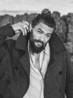 🍻 Jason Momoa мужчина, борода, актер, знаменитость, Джейсон Момоа, портрет, черно-белый telegram sticker