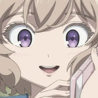 😃 anime girl, cute, phone, smiling, cartoon, portrait telegram sticker