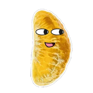 😏 naranja, fruta, comida, dibujo animado, personaje, feliz whatsapp sticker