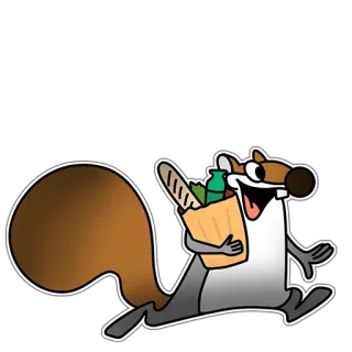 🥑 Eichhörnchen, Lebensmittel, Baguette, Cartoon, Tier telegram sticker