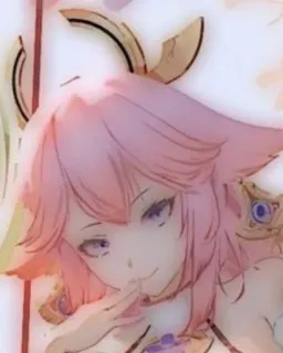 🌸 Yae Miko Genshin Impact Anime, Genshin Impact, Yae Miko, Trò chơi điện tử, Cáo, Tóc hồng telegram sticker