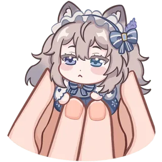 🤗 アニメ 女の子, ちび, かわいい, 狼耳, イラスト telegram sticker