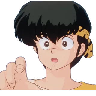 😧 Ranma Saotome Ranma ½ anime, artes marciales, chico, sorprendido, señalando whatsapp sticker