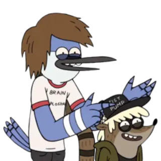😄 Mordecai Regular Show BRAIN EXPLOSION
FIST PUMP Kreskówka, Animacja, Zwyczajny serial, Mordecai, Humor, Postać telegram sticker
