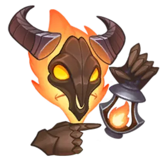 😶 cartone animato, fantasy, demone, torcia, fuoco, mostro, corna, teschio telegram sticker