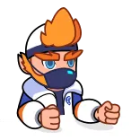 😡 Dessin animé, Personnage, Masque, En colère, Cheveux orange telegram sticker