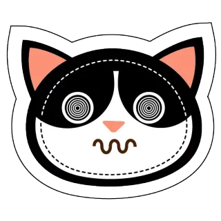 😕 chat, autocollant, dessin animé, hypnotisé, yeux, mignon whatsapp sticker