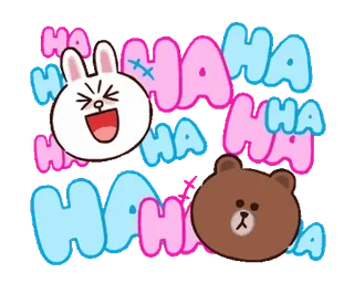 😂 HAHA HAHA HA HA coelho, urso, rindo, desenho animado, adesivo, fofo, engraçado telegram sticker