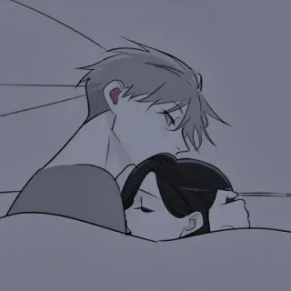 🖤 coppia, dormire, amore, cartone animato telegram sticker