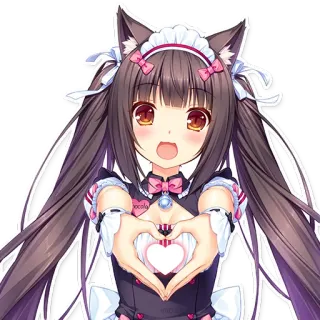 ❤️ anime, cat girl, kawaii, neko, cute whatsapp sticker