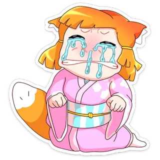 😭 crying, anime, manga, kawaii, sad, fox, kemono, girl telegram sticker