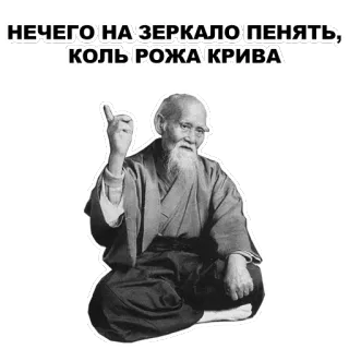 ☝ НЕЧЕГО НА ЗЕРКАЛО ПЕНЯТЬ, КОЛЬ РОЖА КРИВА telegram sticker