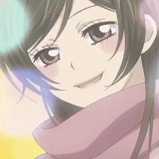 💗 Nanami Momozono Kamisama Kiss anime, sonriendo, bufanda, chica, feliz telegram sticker