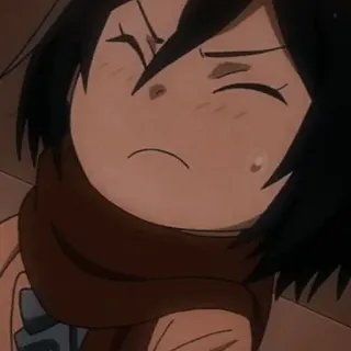 🧣 Mikasa Ackerman Attack on Titan 动漫, Q版, 可爱, 三笠, 进击的巨人, 悲伤 telegram sticker