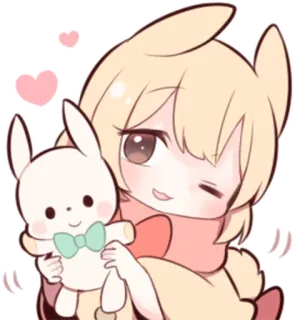 😉 카와이, 귀여운, 애니메이션, 치비, 토끼, 인형, 캐릭터, 미술 telegram sticker