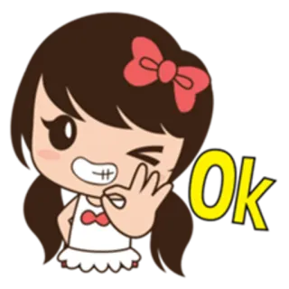 👌 Ok การ์ตูน, ผู้หญิง, โอเค, อนุมัติ, น่ารัก telegram sticker