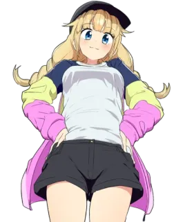 😍 Anime, blond włosy, czapka, dziewczyna, kreskówka whatsapp sticker