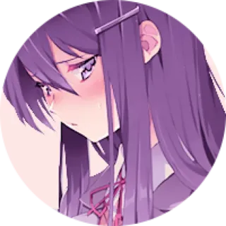 💜 Yuri Doki Doki Literature Club! Anime, Sticker, Doki Doki Literature Club, Yuri, tóc tím, cô gái anime telegram sticker