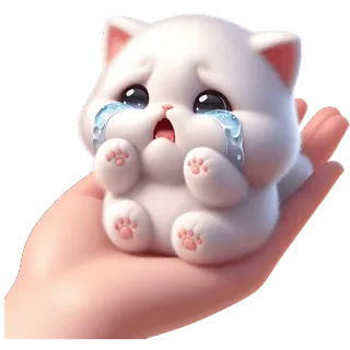 😭 gatto, triste, piangere, gattino, carino, mano, lacrimoso telegram sticker