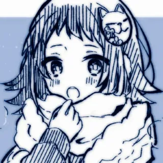 ✉️ dziewczyna anime, kawaii, słodkie, kreskówka, maska, manga, zima telegram sticker
