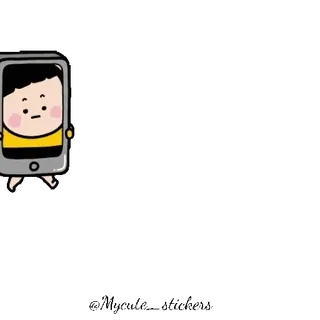 👧 dessin animé, téléphone portable, personnage, autocollant telegram sticker