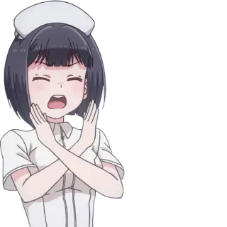 🙅‍♀️ anime, garota, enfermeira, cruz, braços, pare telegram sticker