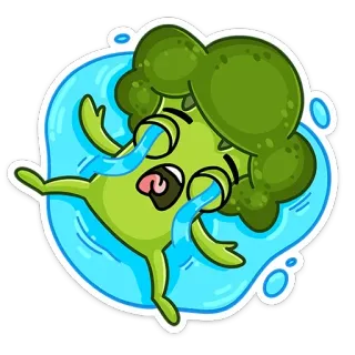 😭 brócolis, chorando, triste, vegetal, comida, desenho animado, adesivo whatsapp sticker