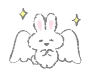 ❔ lapin, ange, ailes, mignon, paillettes, dessin animé telegram sticker