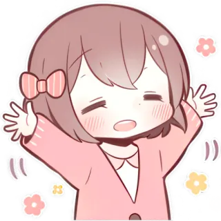 🤩 애니메이션, 귀여운, 꽃, 소녀, 카와이, 포옹 telegram sticker