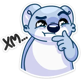 🤔 хм... beruang, imut, berpikir, kartun whatsapp sticker