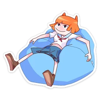 😊 动漫, 卡通, 女孩, 校服, 懒人沙发 telegram sticker