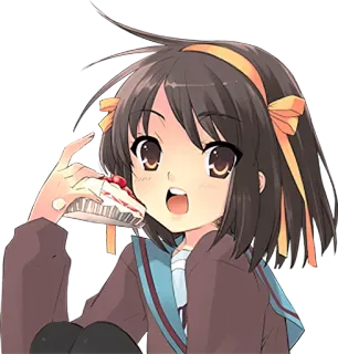 🎂 Haruhi Suzumiya The Melancholy of Haruhi Suzumiya อนิเมะ, ผู้หญิง, ฮารุฮิ สึซึมิยะ, เค้ก telegram sticker