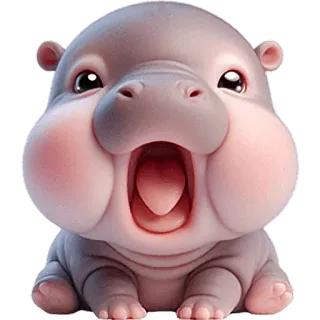 🥱 ippopotamo, animale, carino, cartone animato whatsapp sticker