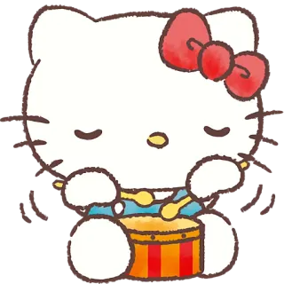 🥁 Hello Kitty Hello Kitty, Kreskówka, Perkusja, Uroczy, Kawaii, Sanrio telegram sticker