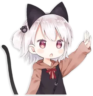 🙋 Anime, Orejas de gato, Lindo, Manga, Chibi, Chica, Kawaii telegram sticker