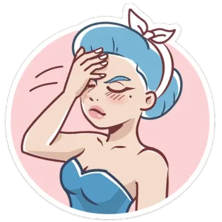 🤦‍♀️ donna, cartone animato, adesivo, capelli, facepalm, delusione telegram sticker