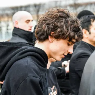🦇 Timothée Chalamet celebridad, actor, estilo callejero, peinado, sudadera con capucha telegram sticker