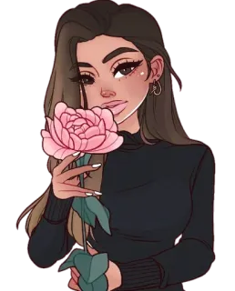 🌹 donna, fiore, bellezza, cartone animato, donna con fiore telegram sticker