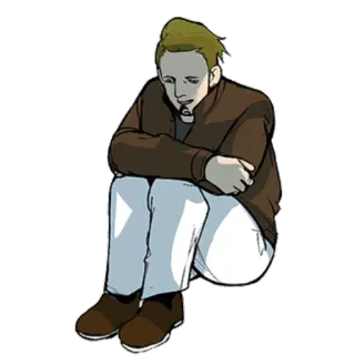 😫 pria, duduk, sedih, depresi, karakter telegram sticker