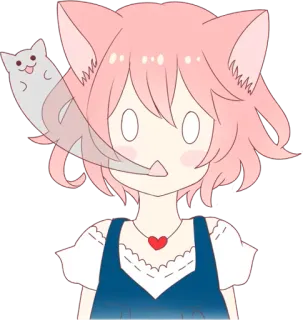 👻 gatto, anime, carino, ragazza, capelli rosa, kawaii telegram sticker