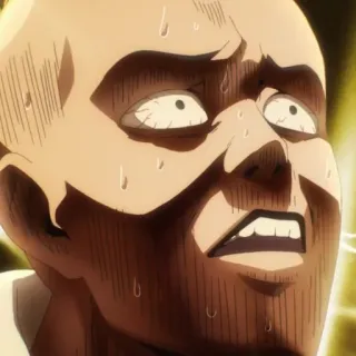 👊 anime, exhausted, shocked, reaction, sweating, bald telegram sticker