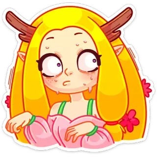 😥 Cartone animato, Donna, Creatura, Elfo, Fantasy, Carino, Adesivo telegram sticker