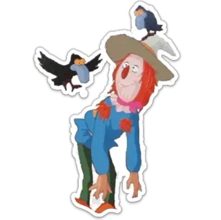 🌻 Scarecrow The Wizard of Oz Strach na wróble, Czarnoksiężnik z Oz, Postać, Kreskówka, Ptaki, Przyjazny telegram sticker