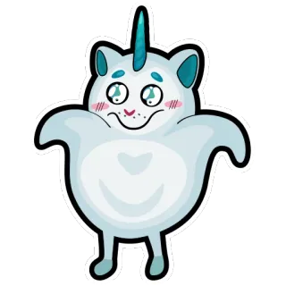 😏 unicorn, kucing, lucu, binatang, fantasi whatsapp sticker