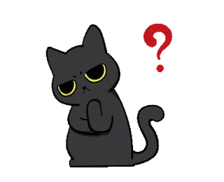 🐾 chat, point d'interrogation, confus, penser, animal, chat noir telegram sticker