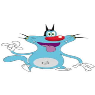 😝 Oggy Oggy and the Cockroaches cat, cartoon, blue, red, happy telegram sticker