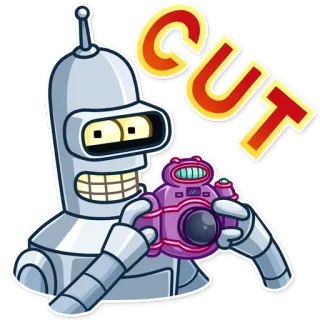 😁 Bender Futurama CUT Бендер, Футурама, робот, камера, вырезка whatsapp sticker