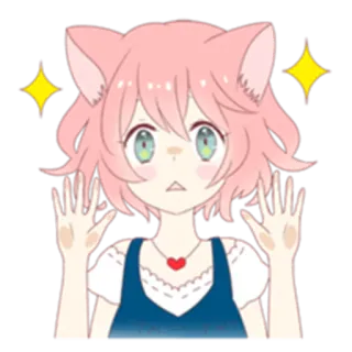 😱 Anime, Garota gato, Kawaii, Fofo, Brilho telegram sticker