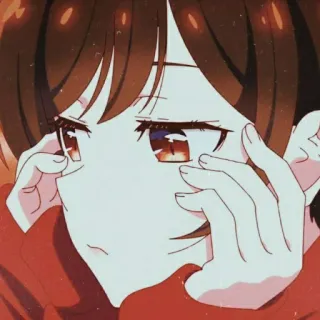 😕 anime, girl, sad, thinking, manga, chibi, illustration telegram sticker