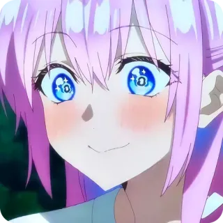 🙂 animé, fille, cheveux roses, mignon, dessin animé, personnage telegram sticker
